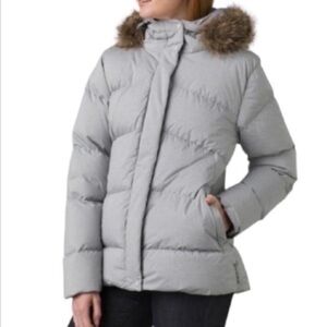 NWT! PRANA Down Insulated Snow Puffer Jacket with Fur-Trim Hood